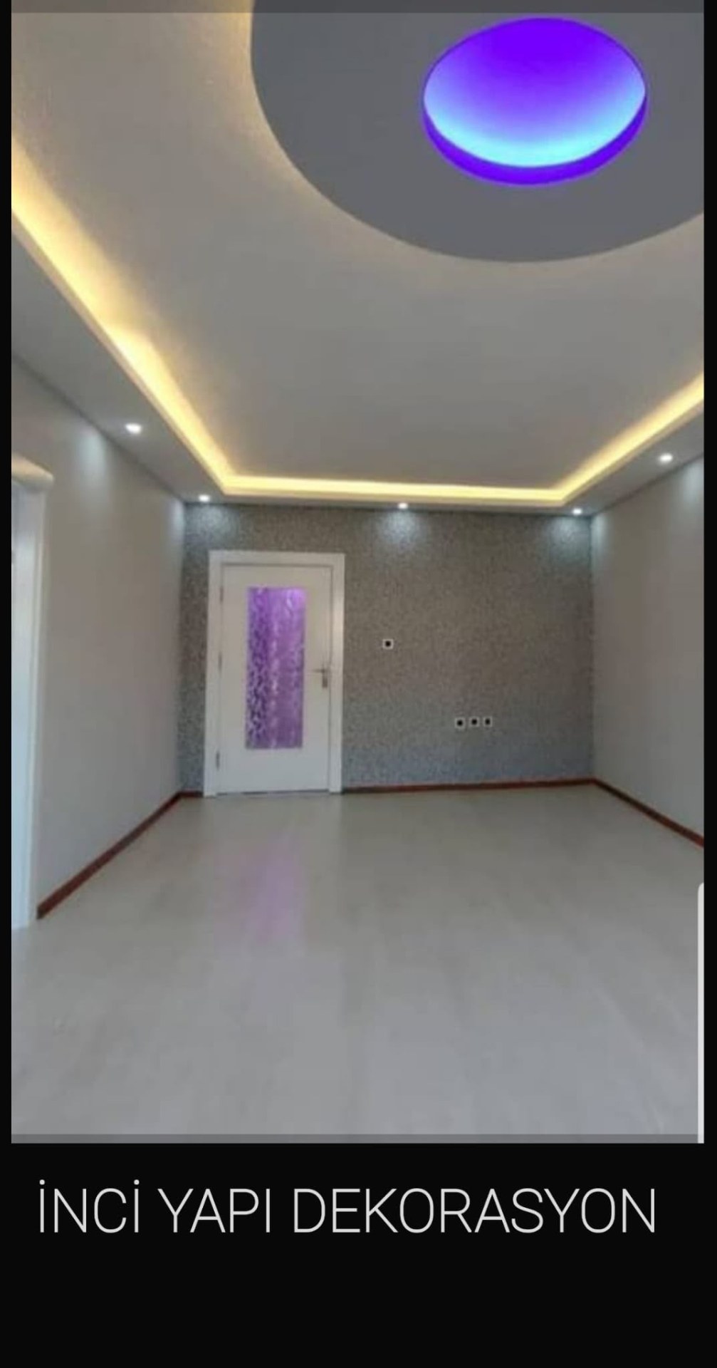 Asma tavan, aydınlatma ve dekoratif duvar çıtası uygulamasına ait proje görseli